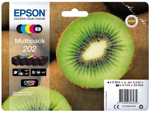 EPSON Multipack 5-colours 202 Claria Premium Ink KIWI , Epson , EPSC13T02E74010 , 8715946646435